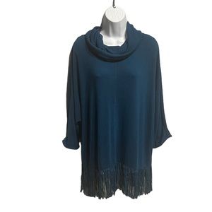 Terre Bleue Women’s Pullover Turtleneck Poncho Sweater